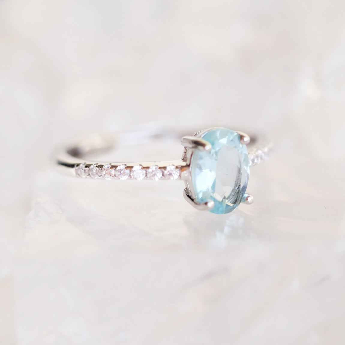 STAR WISH natural aquamarine ring as serene gemstone gift jewelry