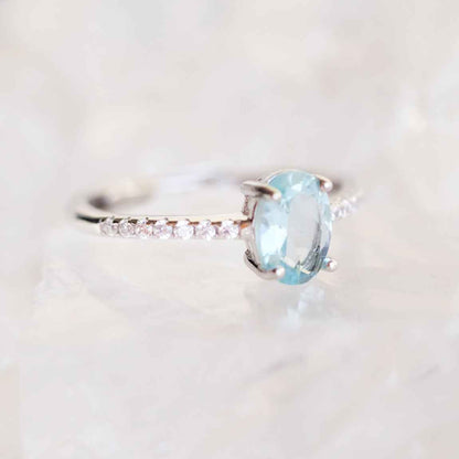 STAR WISH natural aquamarine ring as serene gemstone gift jewelry