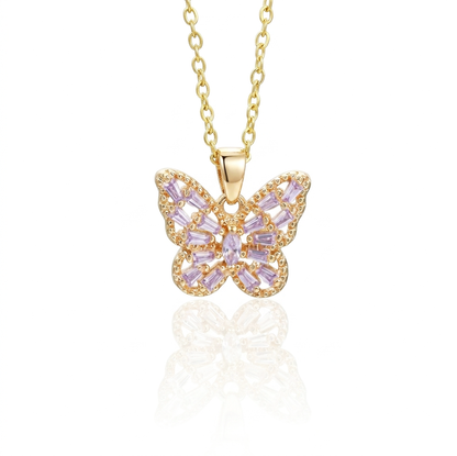 STAR WISH purple butterfly necklace pendant front view