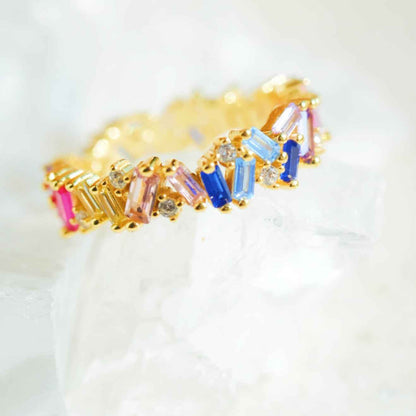 STAR WISH rainbow zircon band ring lifestyle jewelry photo