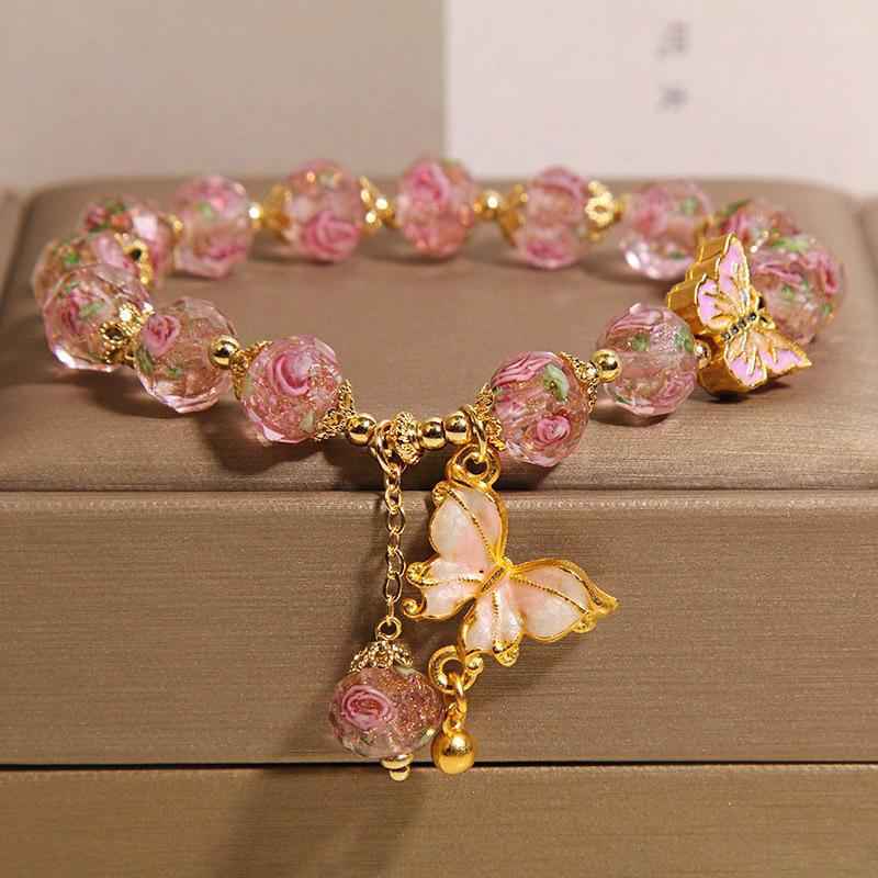 Rose Garden Glass Butterfly Bracelet