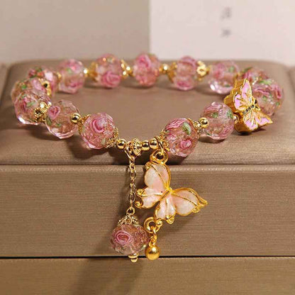 Rose Garden Glass Butterfly Bracelet