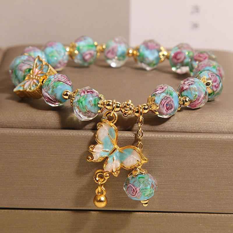 Rose Garden Glass Butterfly Bracelet