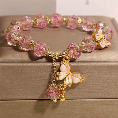 Rose Garden Glass Butterfly Bracelet