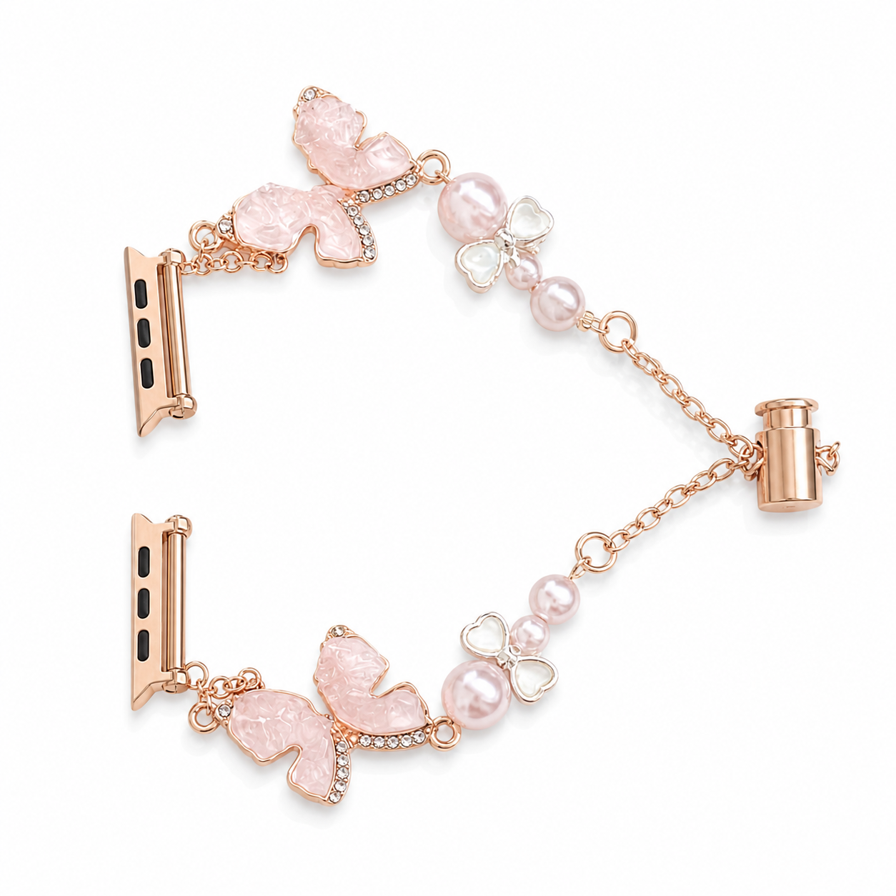 Pink Crystal Bow Apple Watch band on white