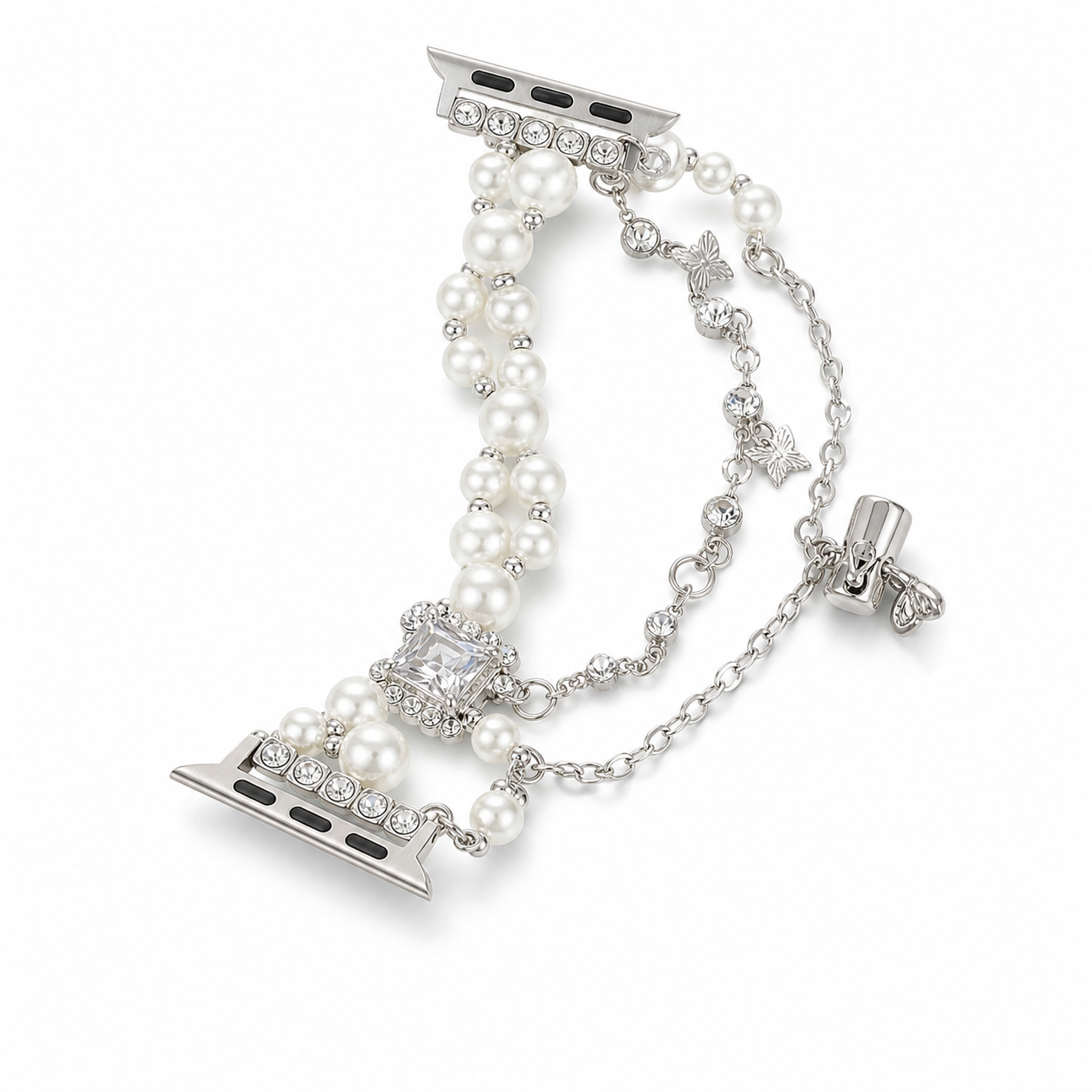 Butterfly Pearl Apple Watch band on white