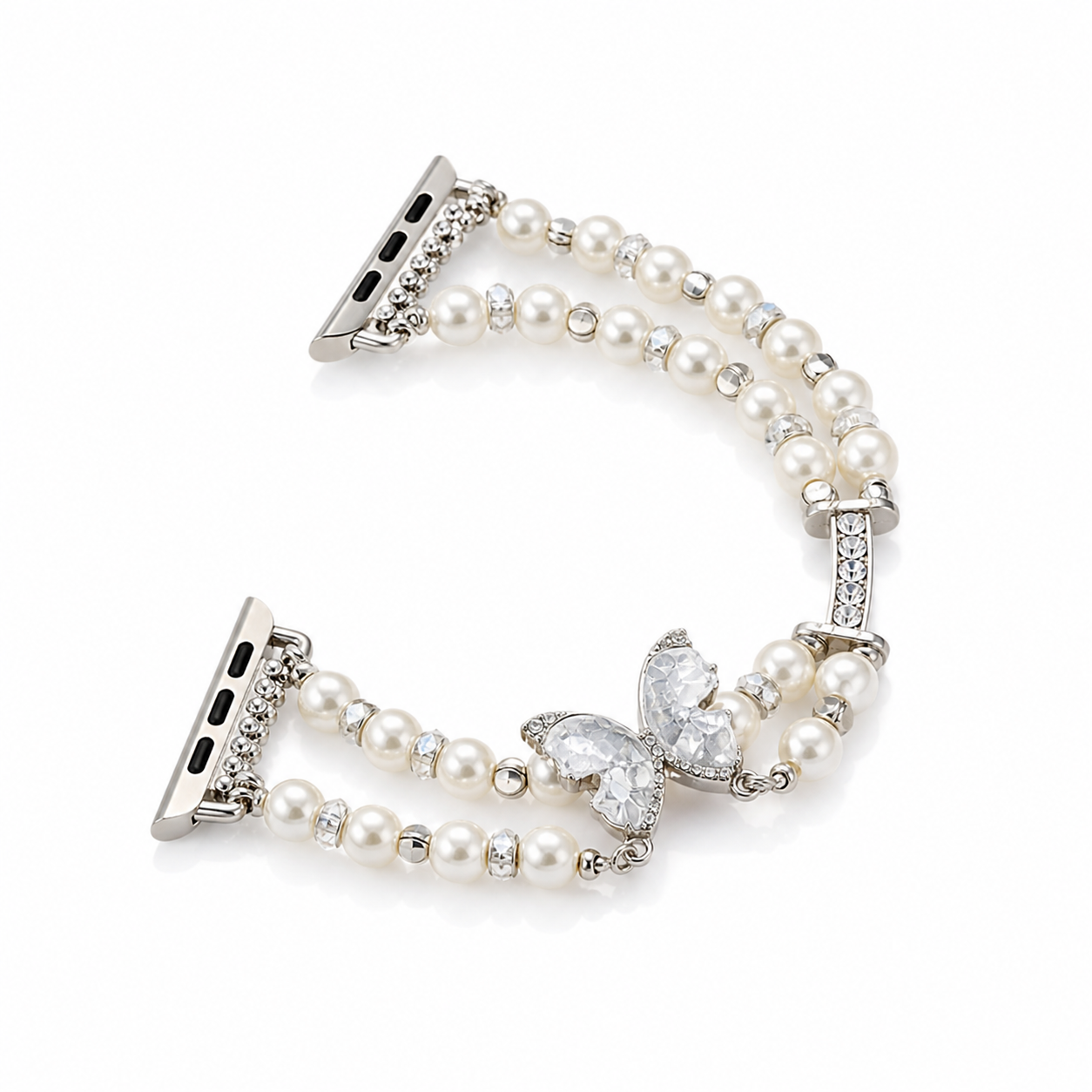 Elastic Crystal Bow Apple Watch band on white