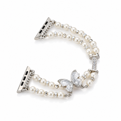 Elastic Crystal Bow Apple Watch band on white