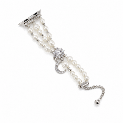 White Pearl Star Moon Apple Watch band on white