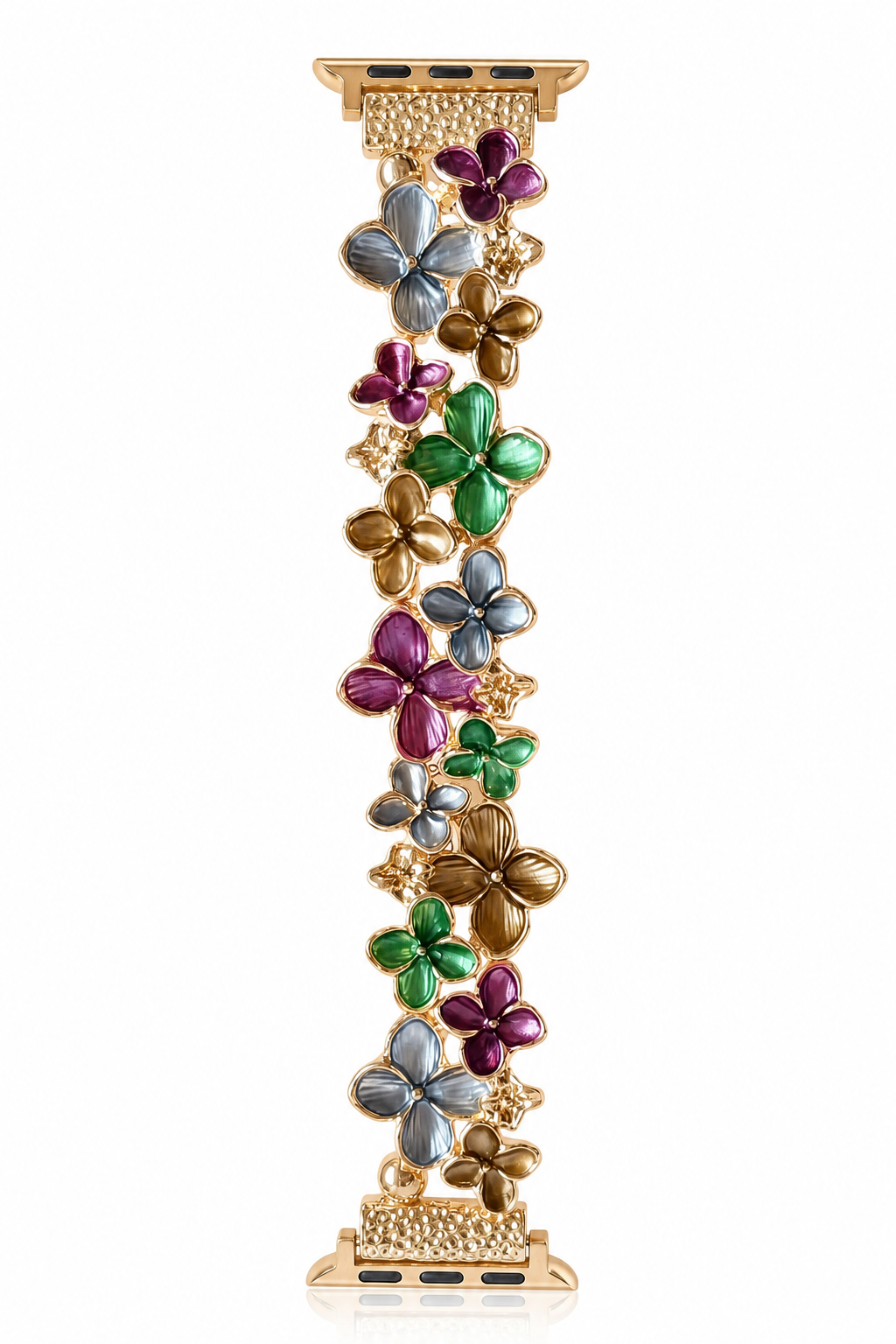 Multicolor Flower Gold Buckle white background
