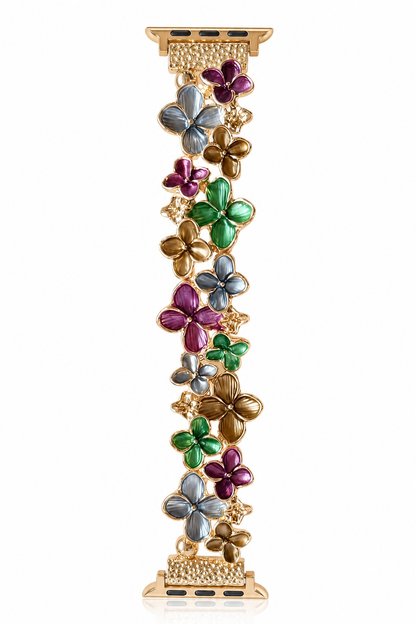 Multicolor Flower Gold Buckle white background