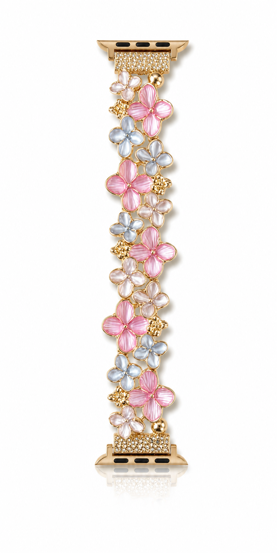 Pink Flower Gold Buckle white background