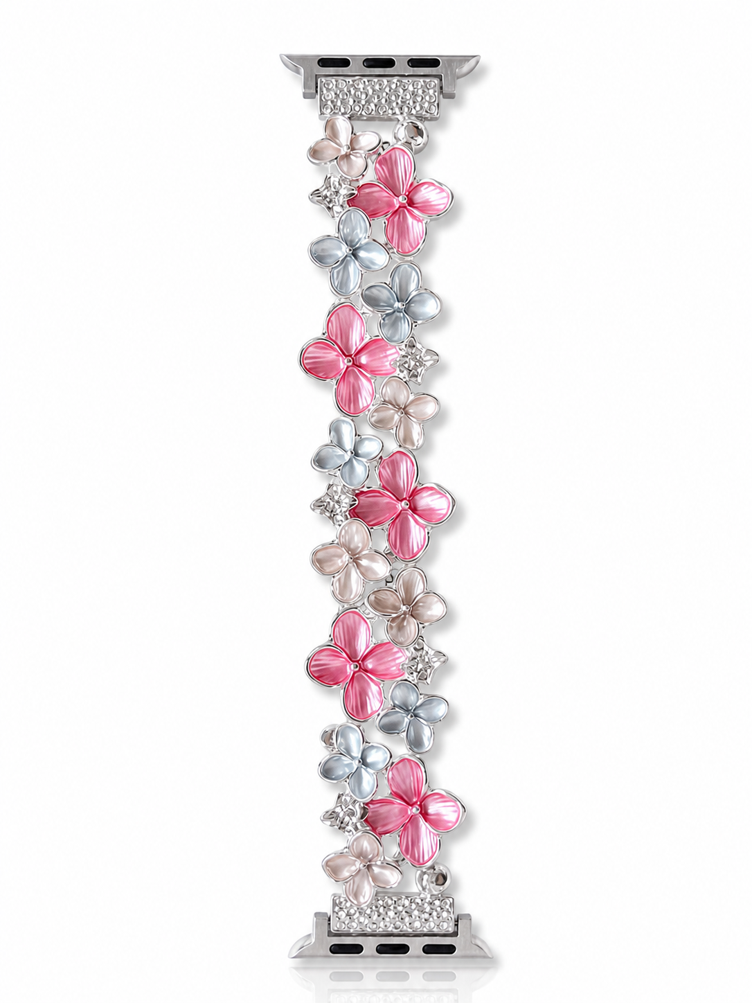 Pink Flower Silver Buckle white background