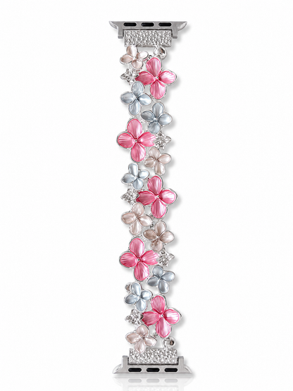 Pink Flower Silver Buckle white background