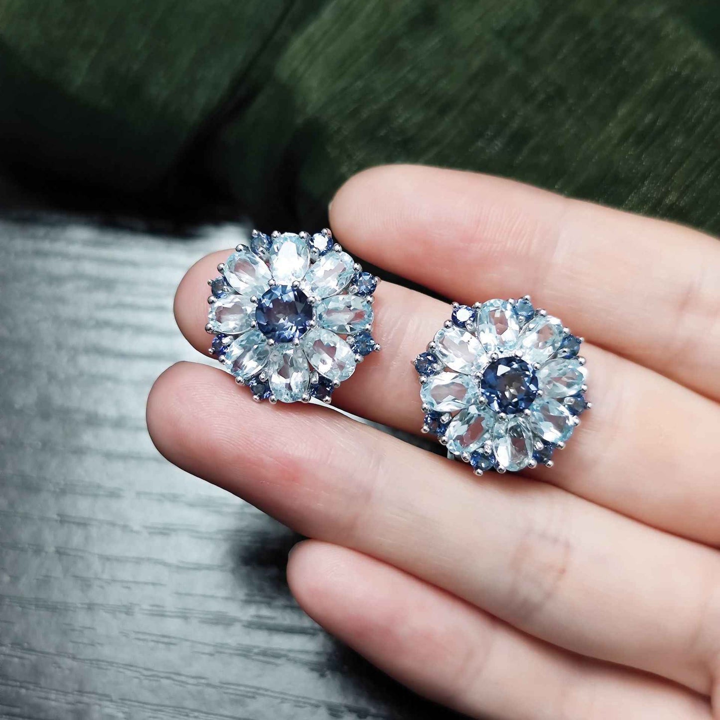Topaz Flower Stud Earrings