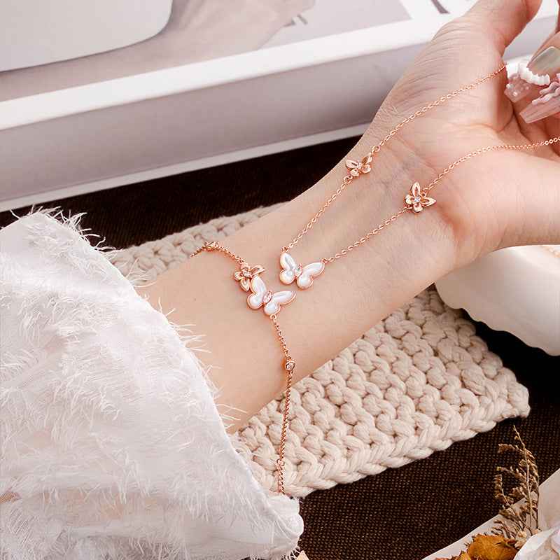 White Mother of Pearl Butterfly Bracelet