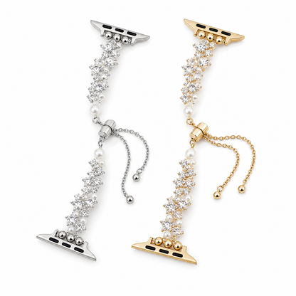 Zircon star pearl Apple Watch bands on white background