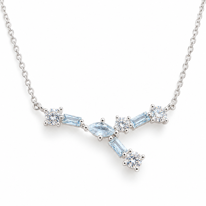 Zodiac Necklace in Silver Blue, 925 sterling silver with spinel and zircon stones
